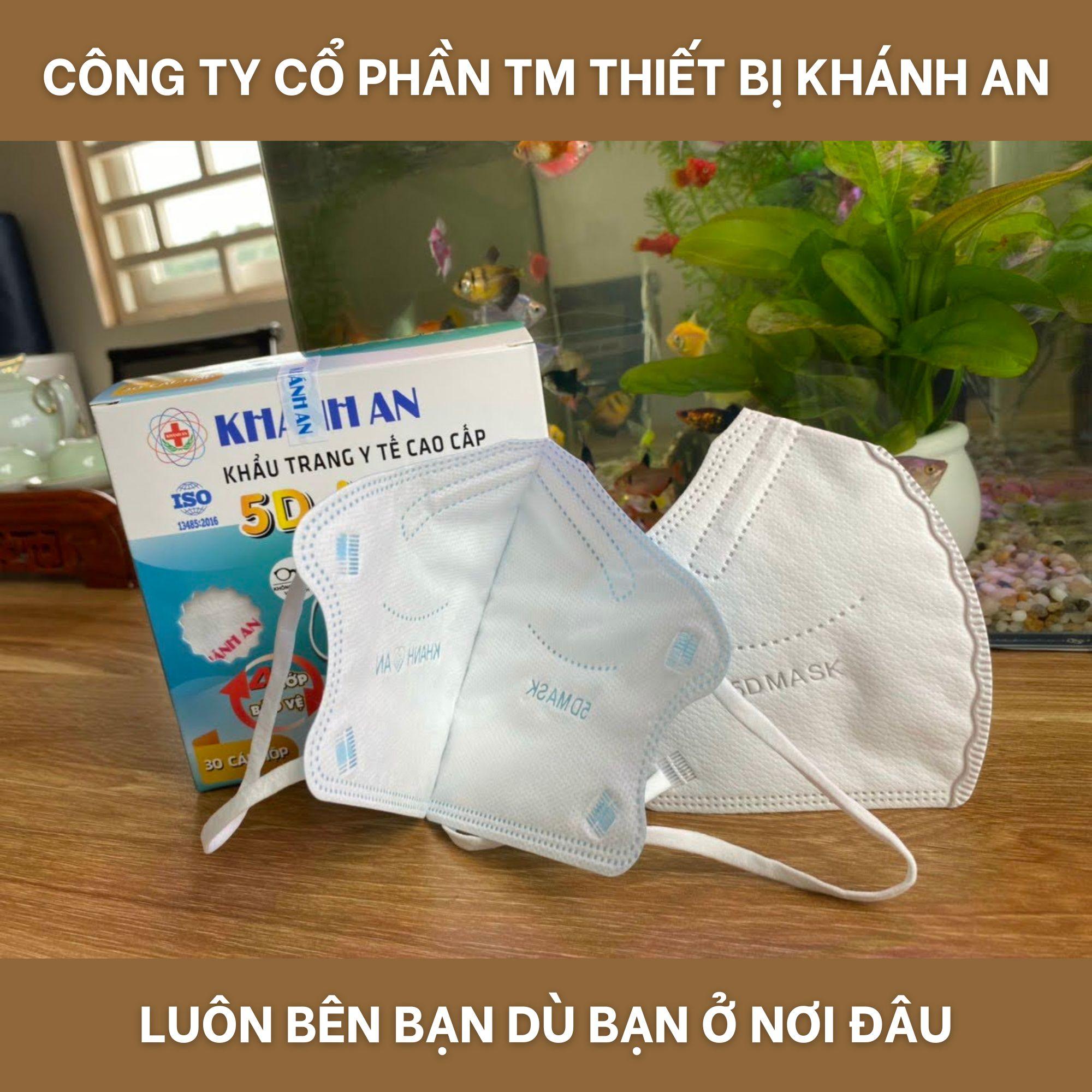 Khẩu trang y tế 5D MASK 4 lớp Khánh An cao cấp ngăn bụi vi khuẩn ngăn UV 95 đến 99% - XANH