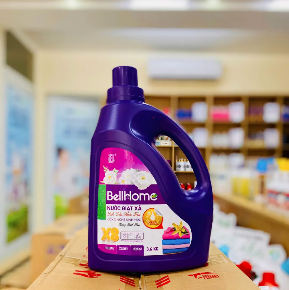 Nước Giặt Xả Công Nghệ Sinh Học Bell Home Tím Hương Hạnh Phúc 3,6KG