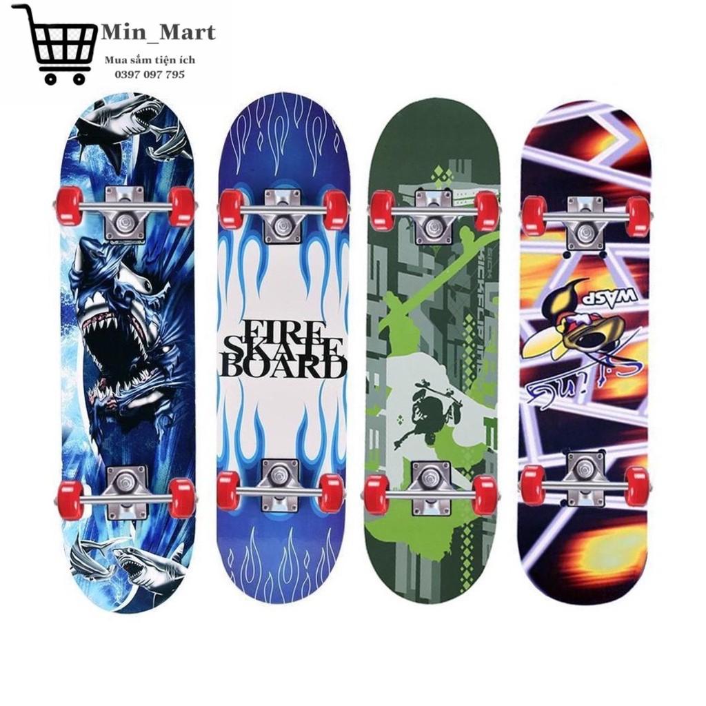 Ván Trượt Trẻ Em Cao Cấp Thể Thao Skateboard Gỗ Phong Ép, Họa Tiết Hoạt Hình, Bánh Cao Su Chịu Lực Tốt MS:06