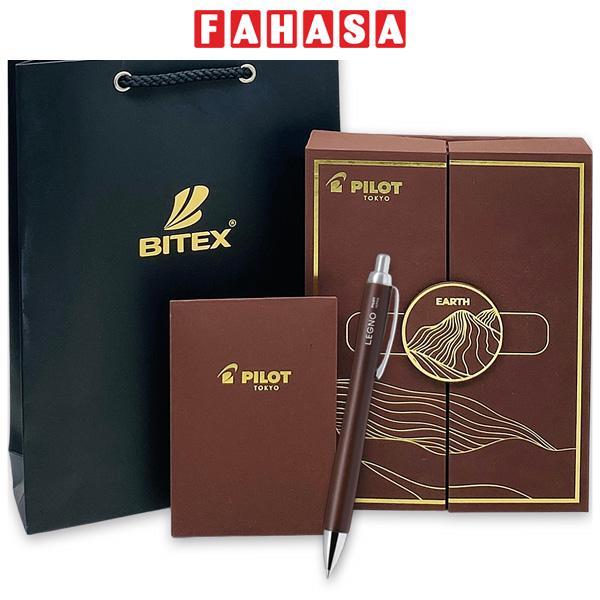 Bút Bi Ký Legno 0.7 mm - Pilot BLE-1SK-DBN - Mực Đen - Thân Gỗ Nâu Đậm Kèm Hộp Ngũ Hành Và Túi