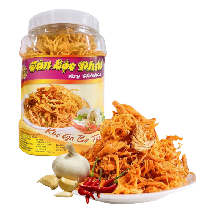 KHÔ GÀ BƠ TỎI TÂN LỘC PHÁT COMBO 1KG - MỖI HŨ 500G