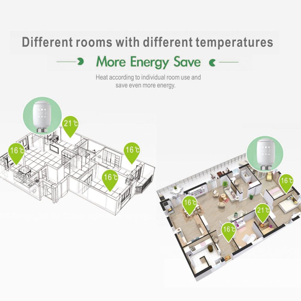 Tuya Zigbee3.0 Thermostatic Radiator Valve Temperature Controller Intelligent Radiator Actuator Support Voice Control Compatible with Alexa Google Assistant