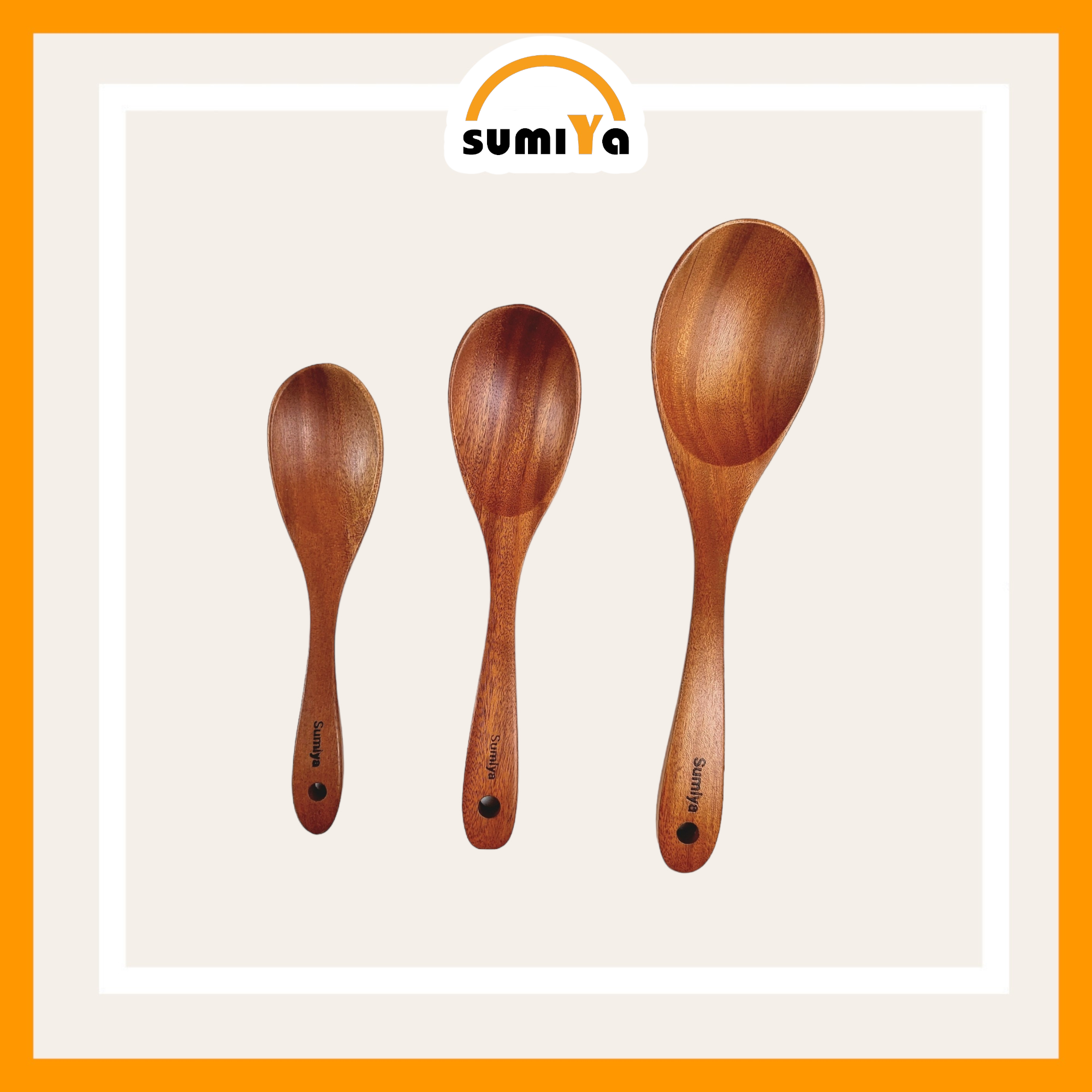 Muỗng canh gỗ SUMIYA, vá canh gỗ tự nhiên, vá múc canh gỗ tự nhiên