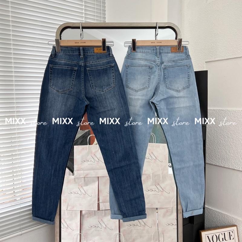 Quần Jean Nữ Baggy Xước lưng cao chất co giãn mềm mịn phom xinh