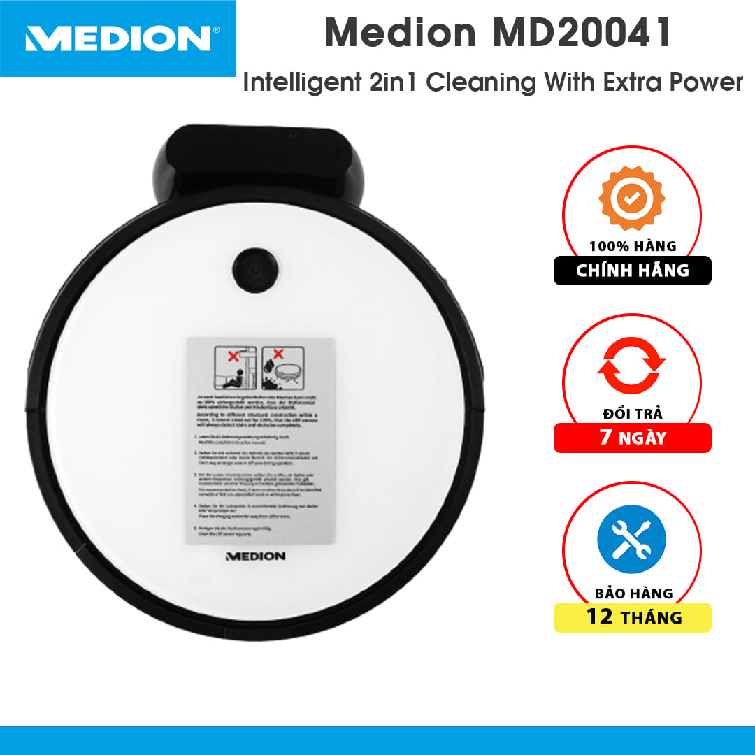 Robot Hút Bụi Lau Nhà công nghệ cao thế hệ mới Medion MD20041 Intelligent 2in1 Cleaning With Extra Power - Hàng nhập khẩu Đức