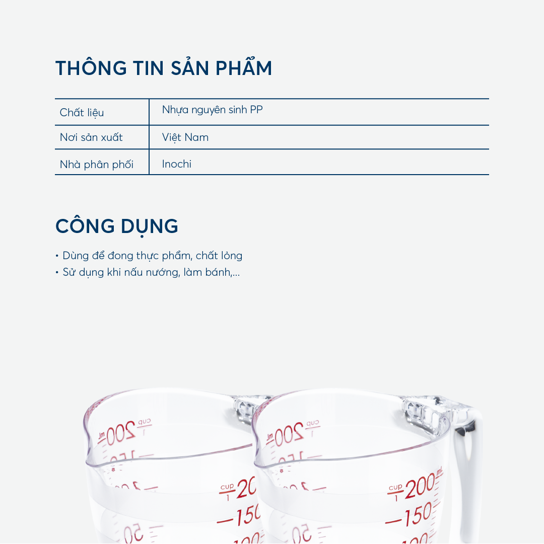 Cốc Đong Yoko Chia Vạch Sản Xuất Theo Tiêu Chuẩn Nhật Bản( tặng kèm sticker) - Chính Hãng INOCHI