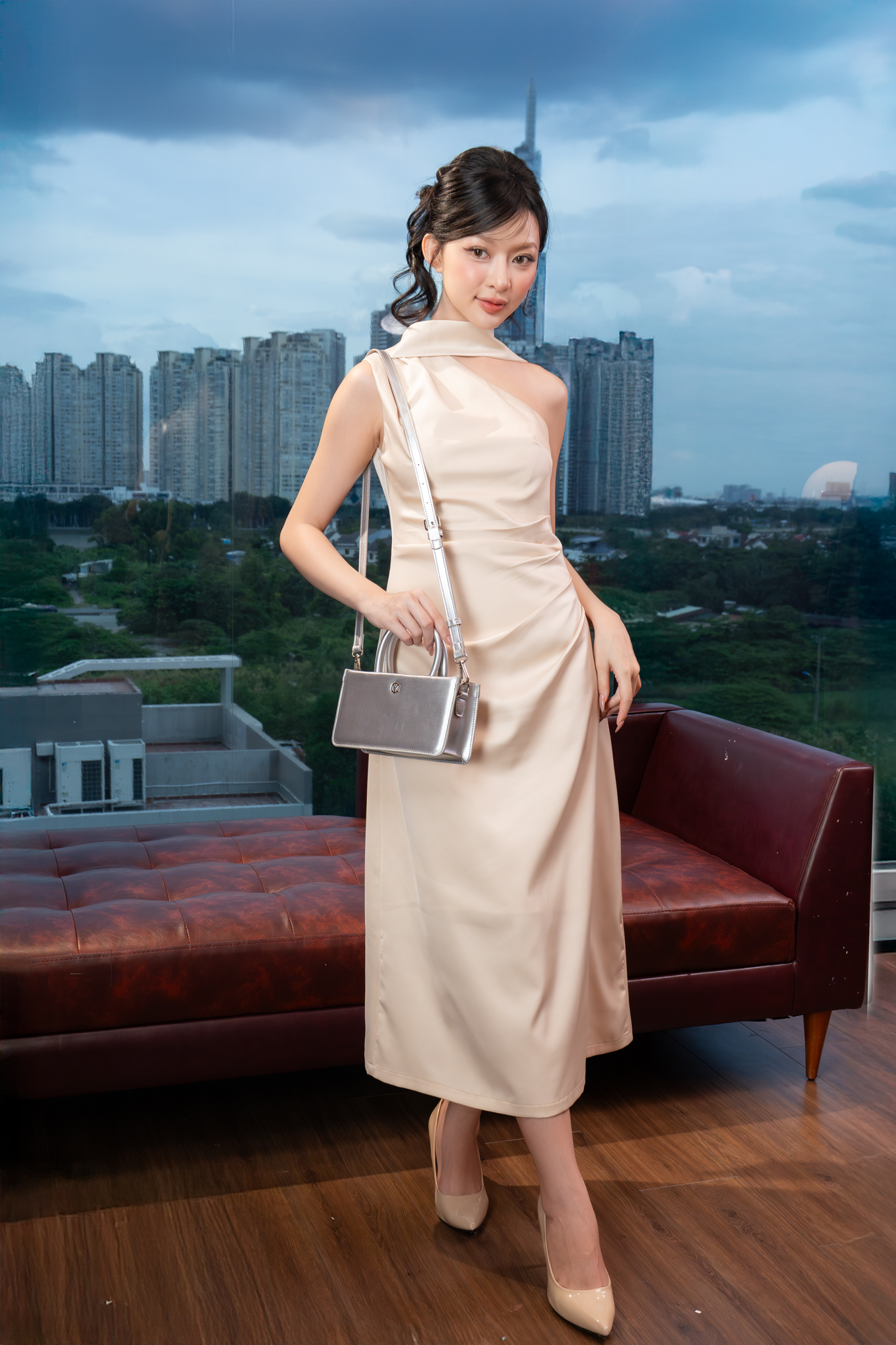 Túi Yuumy ( Thời trang nữ phối quai xách size 21 - Túi đeo chéo da Smooth YN288 )