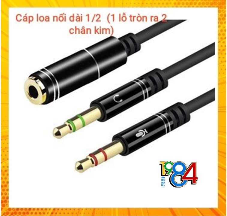 Dây chuyển 2 đầu 3.5 audio và Micro ra 1 đầu 3.5 cho PC laptop