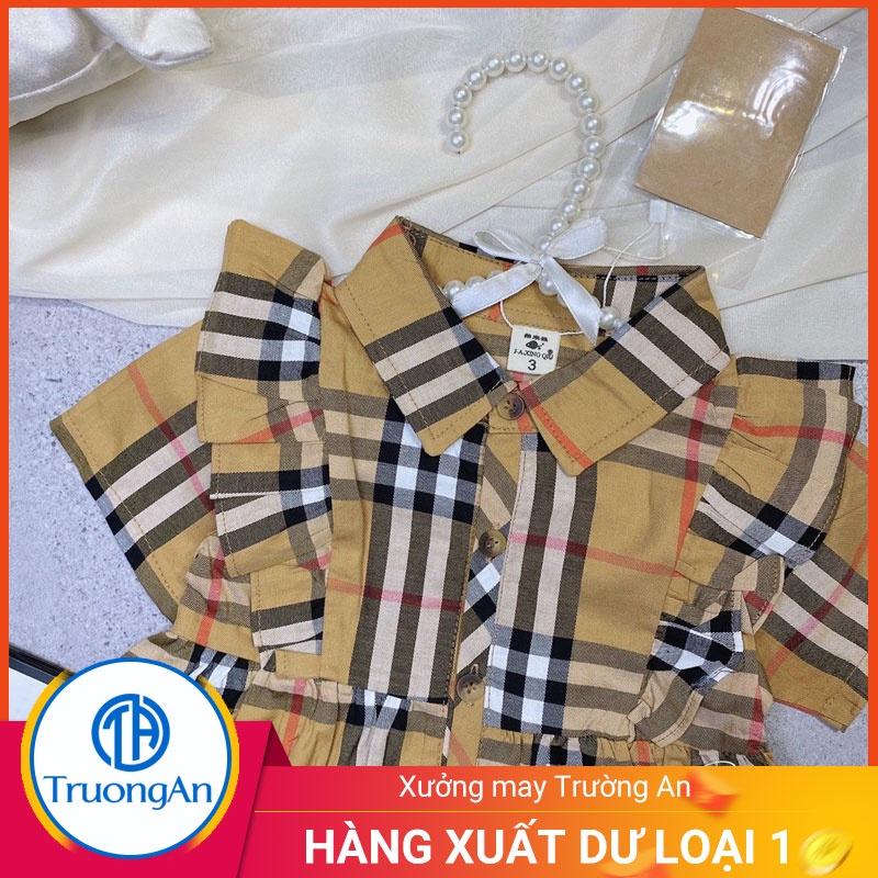 Bộ váy bé gái kẻ sọc chất liệu cotton