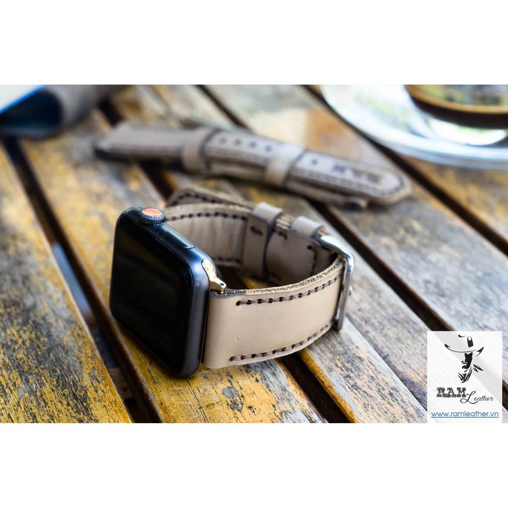 DÂY ĐỒNG HỒ DA BÒ THẬT MÀU TRÀ SỮA RAM MLIKTEA HÀNG CHÍNH HÃNG