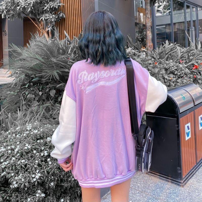 Áo Khoác Bomber Nỉ Bông Jemcloset Ray Tay Dài Form Rộng Unisex Nam Nữ Ulzzang KUN