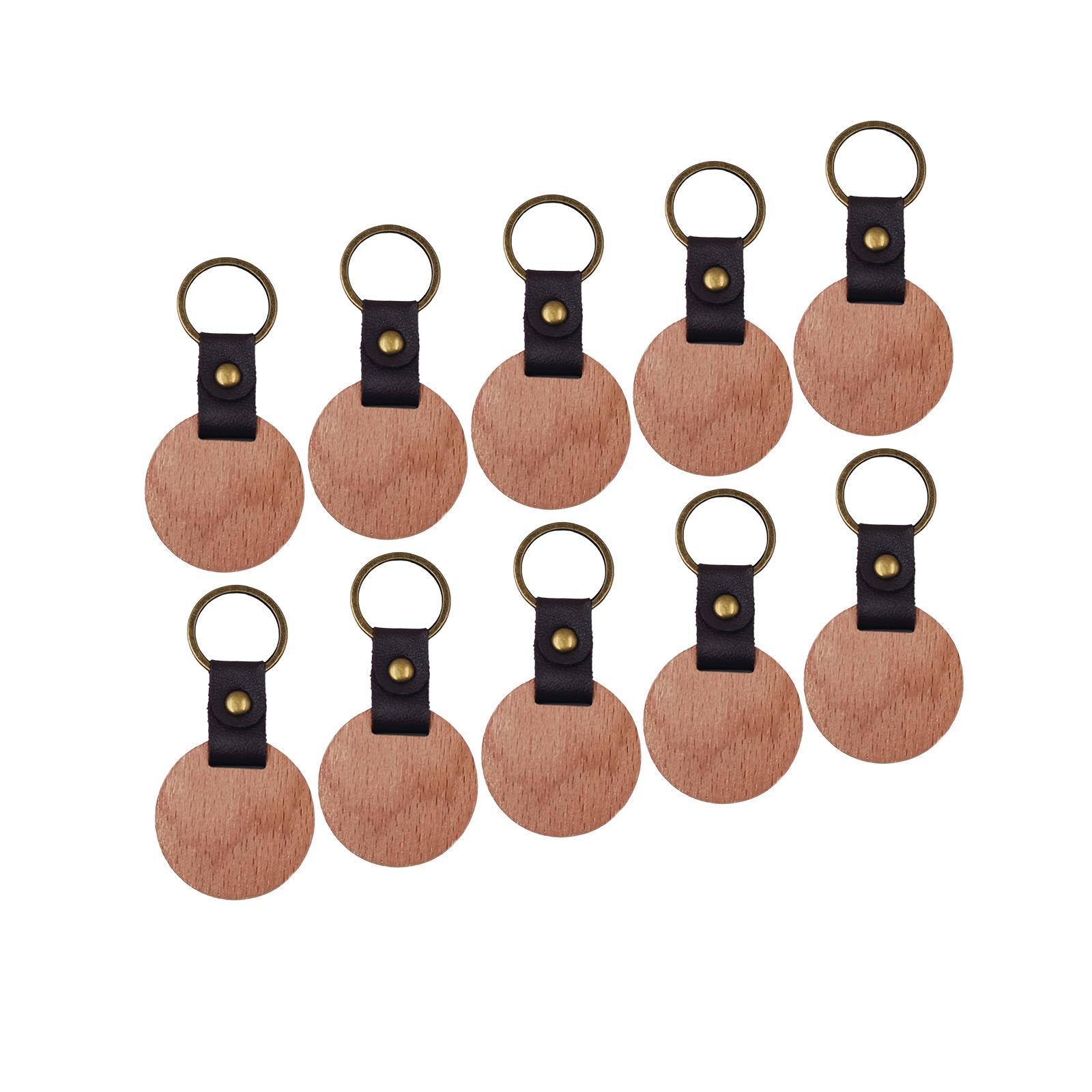 10Pcs Wooden Keychain Keychain Holder for DIY Crafts Bag Pendant Home