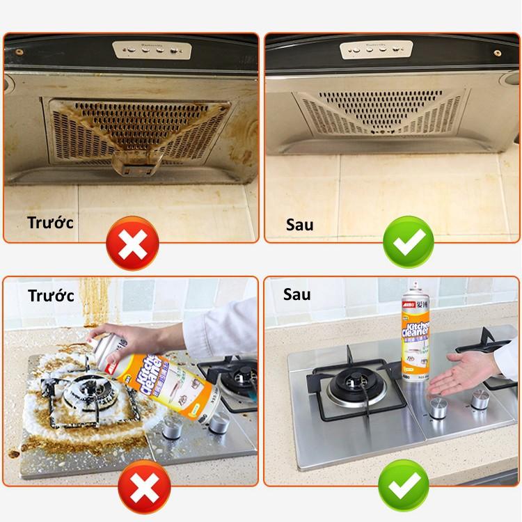 Bình xịt vệ sinh bếp bình tẩy rửa đa năng bọt tuyết siêu sạch Kitchen Clear dung tích 500ml -chai vàng cực mạnh PVN17464