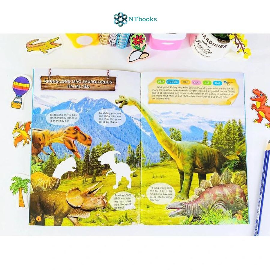 Trọn bộ 8 cuốn sách Sticker Khủng Long - Vừa Học Vừa Chơi