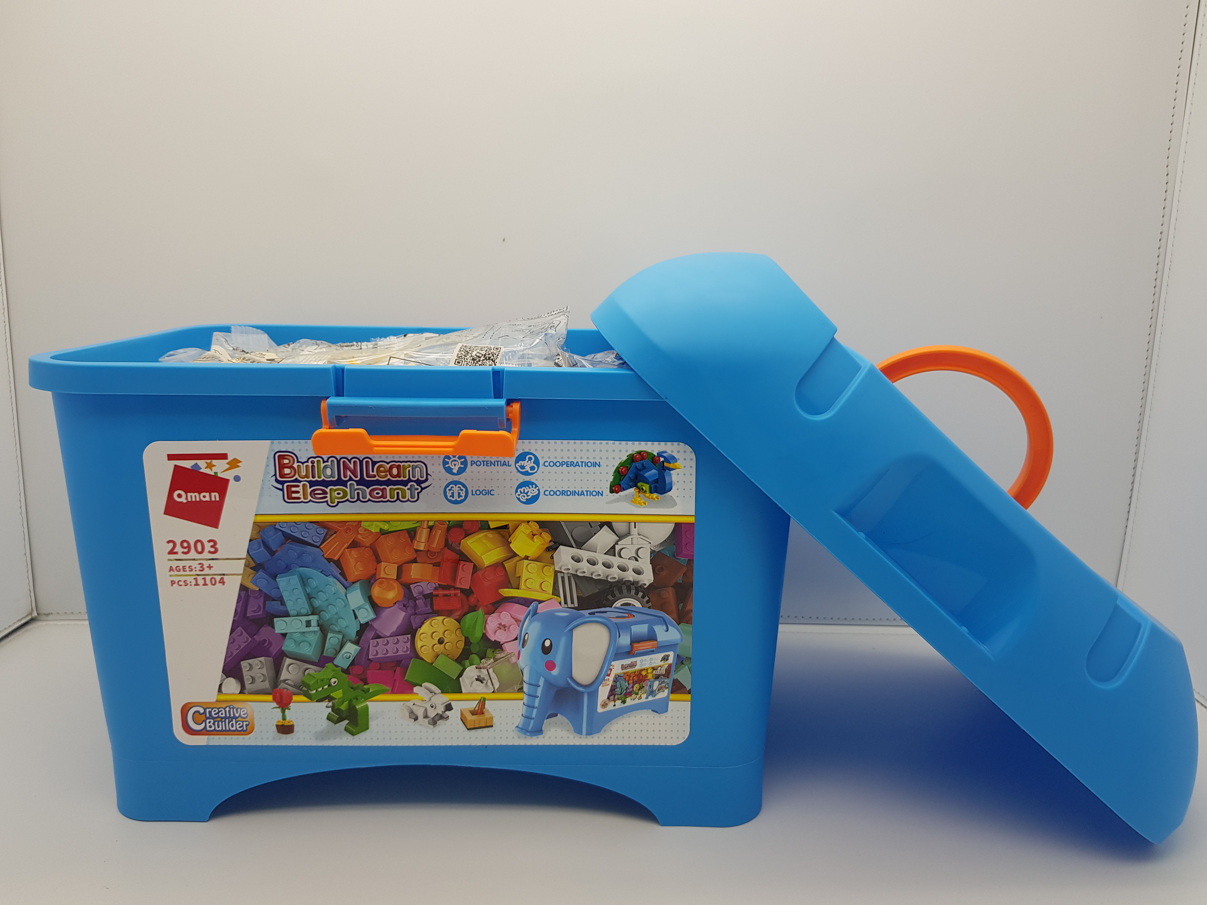 Đồ chơi lắp ghép, xếp hình QMAN Elephant Box - Hộp gạch sáng tạo hình chú voi BNL2903