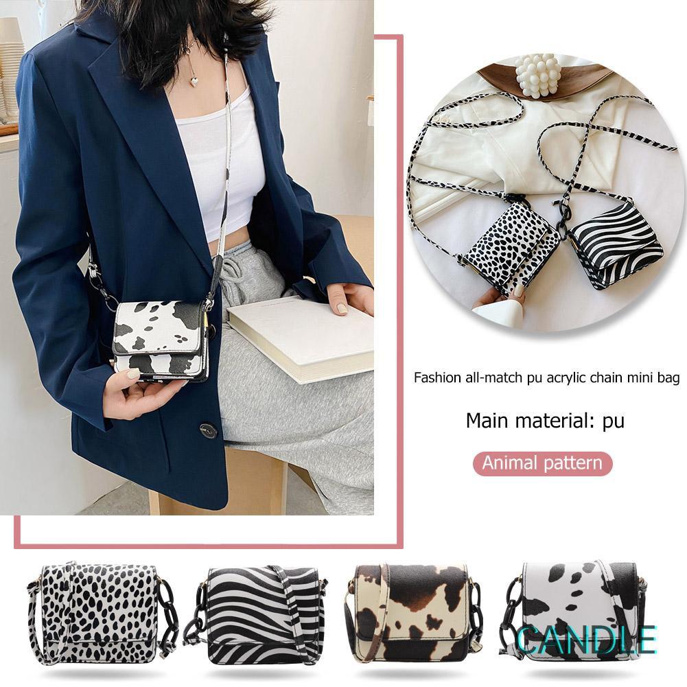 Túi Đeo Chéo Mini Chất Liệu Da Pu Phối Dây Xích