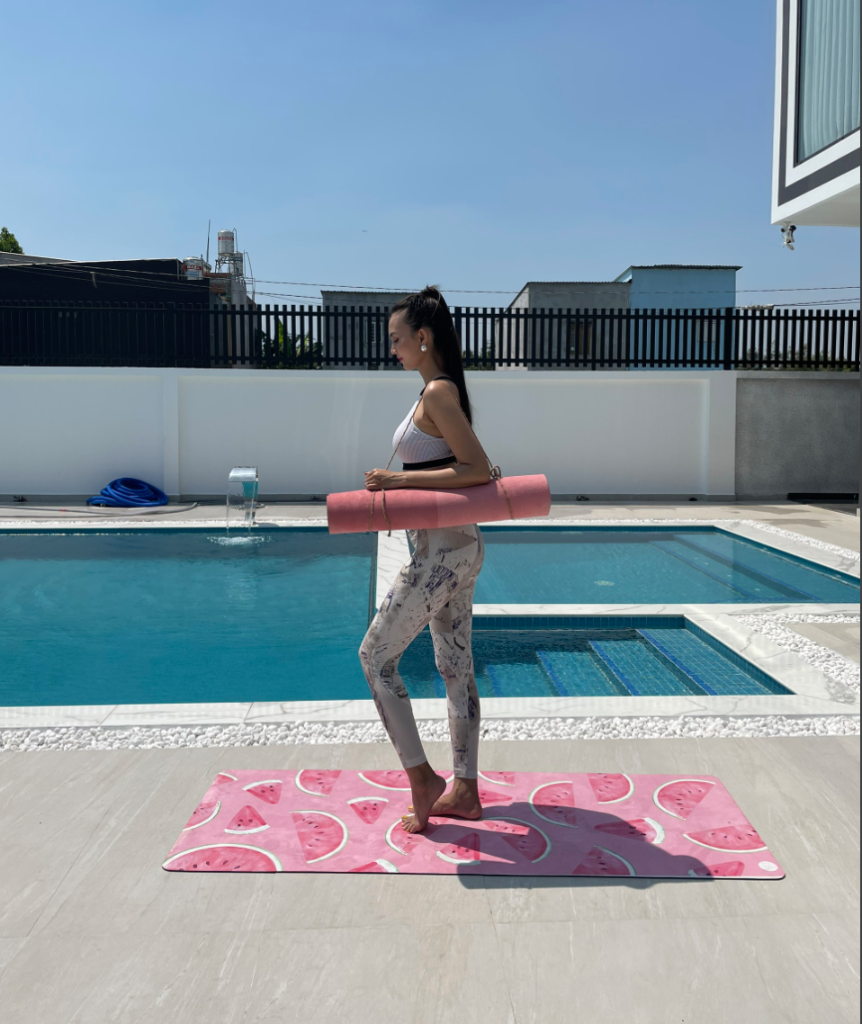 Thảm yoga Mikie Mat Suede Natural Yoga Mat Vải Da Lộn Cao su tự nhiên thấm hút mồ hôi Hoạ tiết