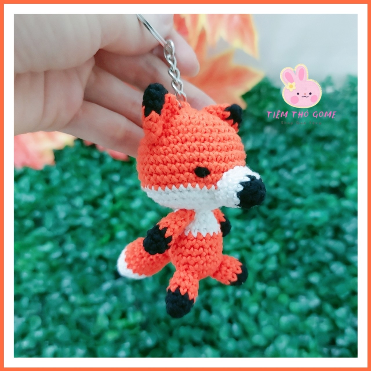 Thú bông bằng len handmade - Móc khoá cáo cam