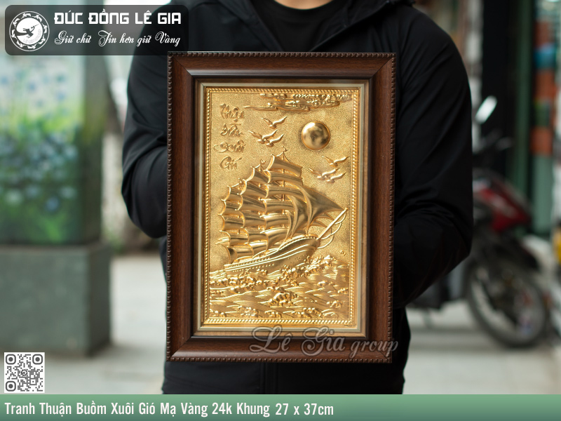 Tranh Thuận Buồm Xuôi Gió Bằng Đồng, Mạ Vàng 24k