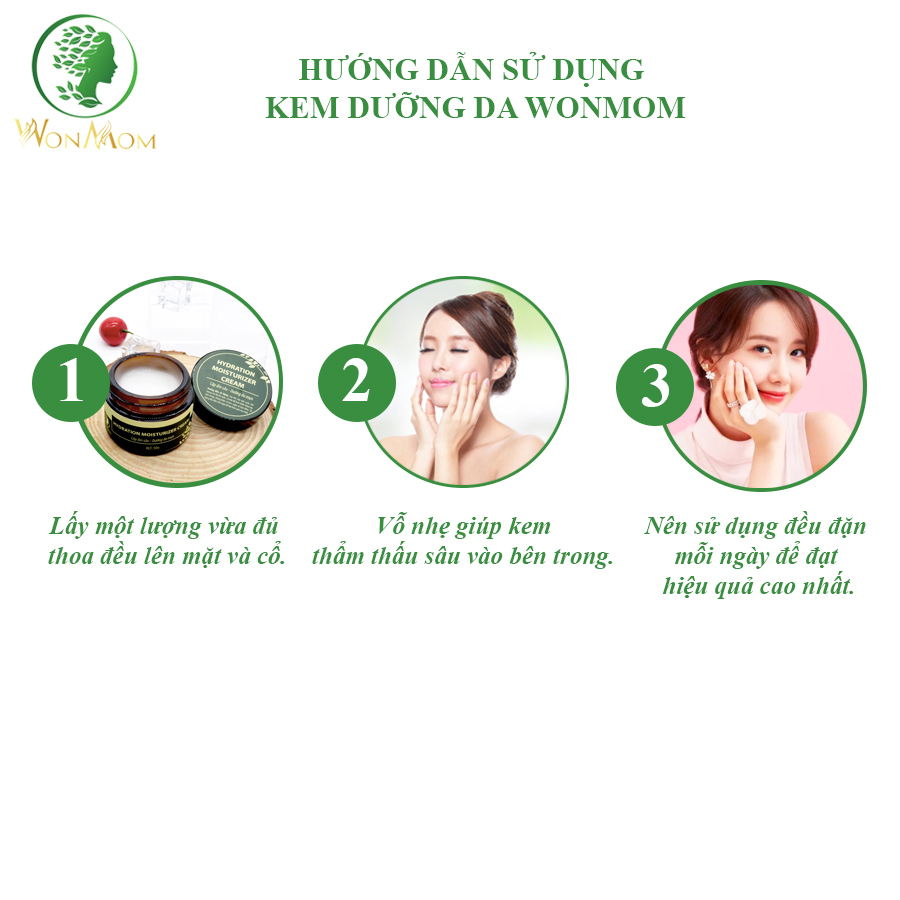 Hydration moisturizer cream, kem cấp ẩm kiềm dầu, chống mụn, dưỡng trắng da Wonmom 50g