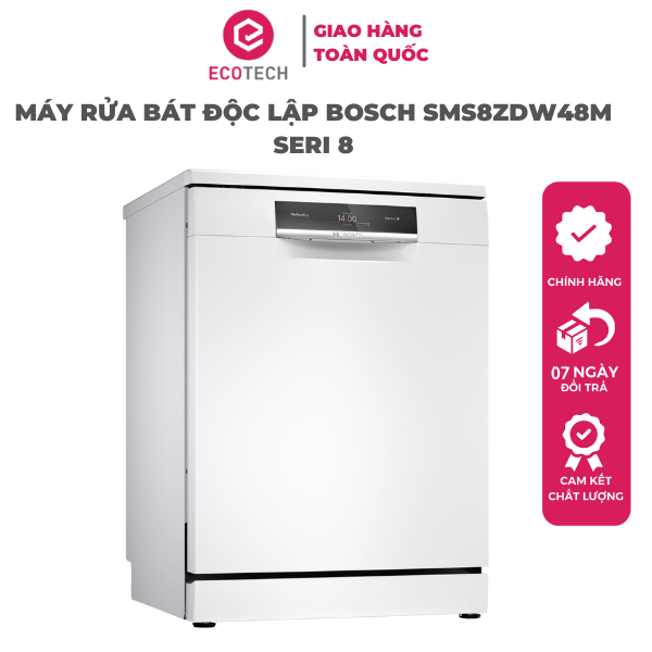 Máy Rửa Chén Bát Độc Lập BOSCH SMS8ZDW48M SERI 8 Sấy Zeolith - Hàng Chính Hãng