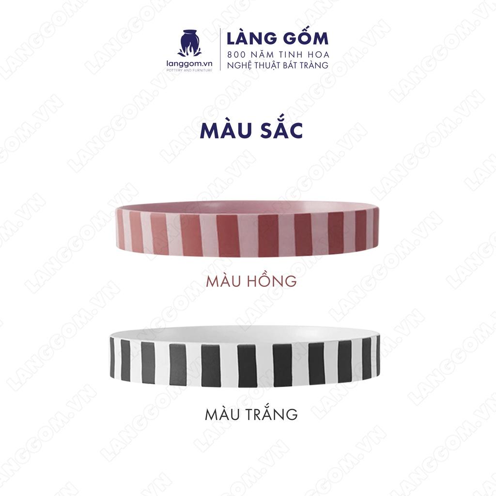 Đĩa gốm sứ cao cấp đựng bánh kẹo kiểu kẻ sọc - Gốm sứ Bát Tràng