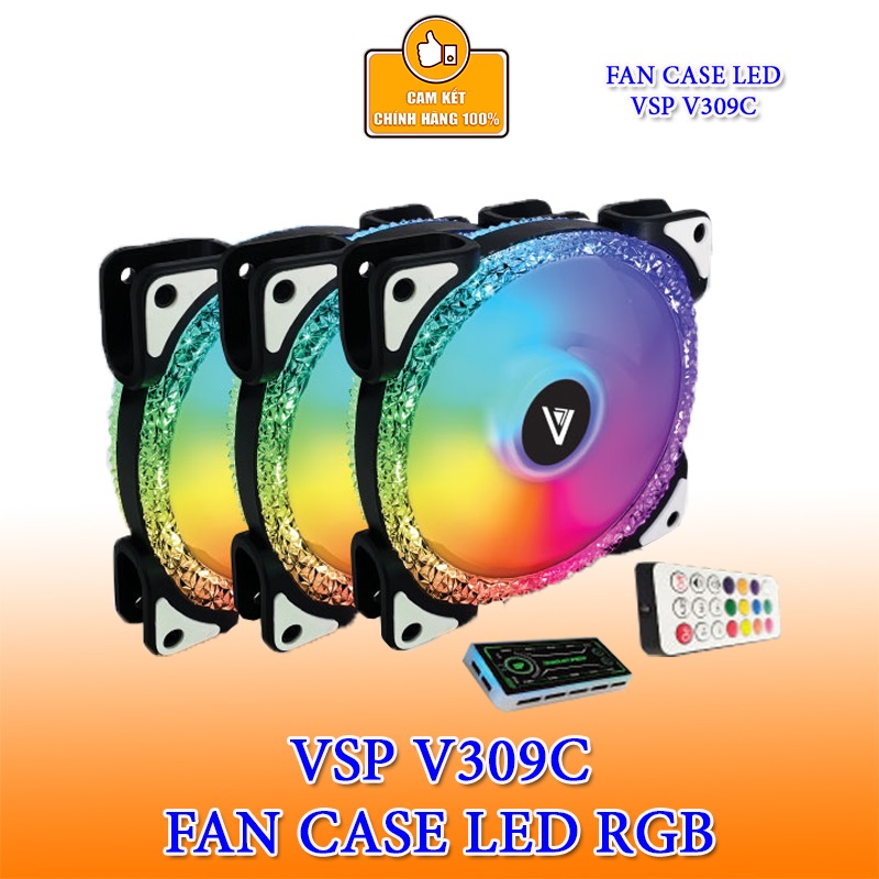 Combo 3 Fan case + Hub VSP LED RGB V309C - Hàng chính hãng