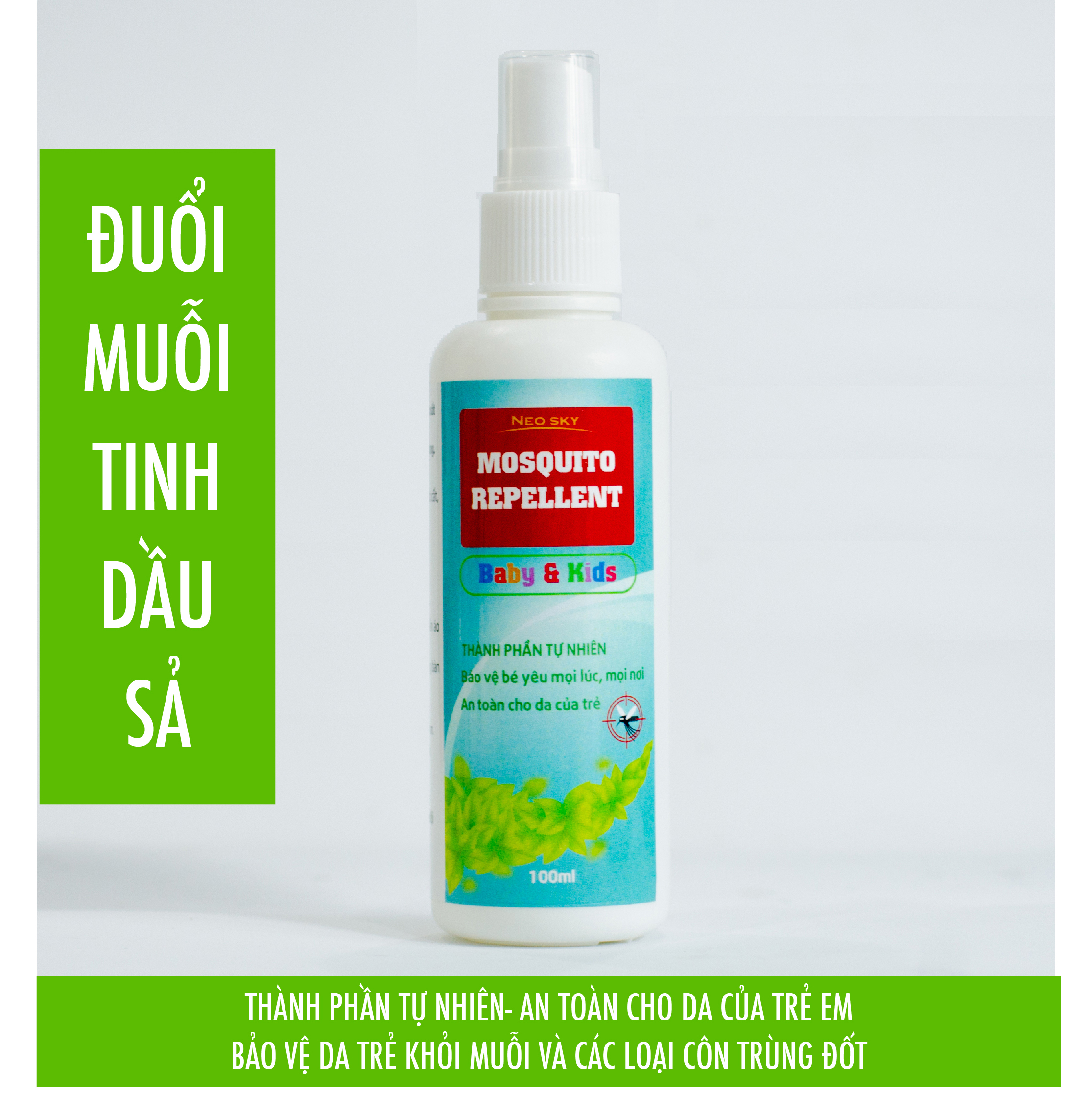 Xịt đuổi muỗi và côn trùng 100ml- Thành phần thiên nhiên, mùi thơm dễ chịu, hiệu quả và an toàn