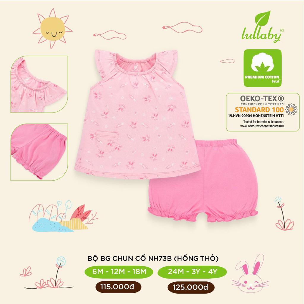 Bộ cộc tay bé gái Lullaby NH73B, bộ quần áo cotton cao cấp