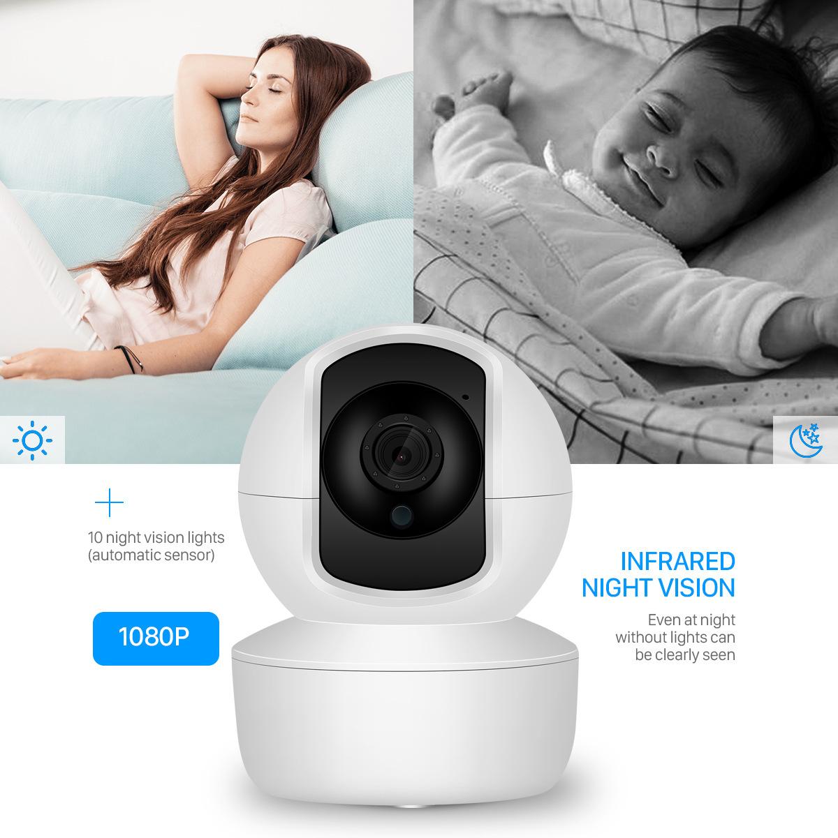Máy quay 360\ 176; đồ theo dõi WiFi trong nhà, FHD 1080P, 2.4GHz máy ảnh WiFi, Night vision, hấp dẫn động cơ, hai chiều âm thanh, tương thích