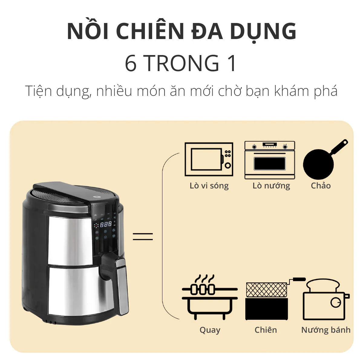 Nồi Chiên Không Dầu Mishio MK221 5 Lít - Hàng chính hãng