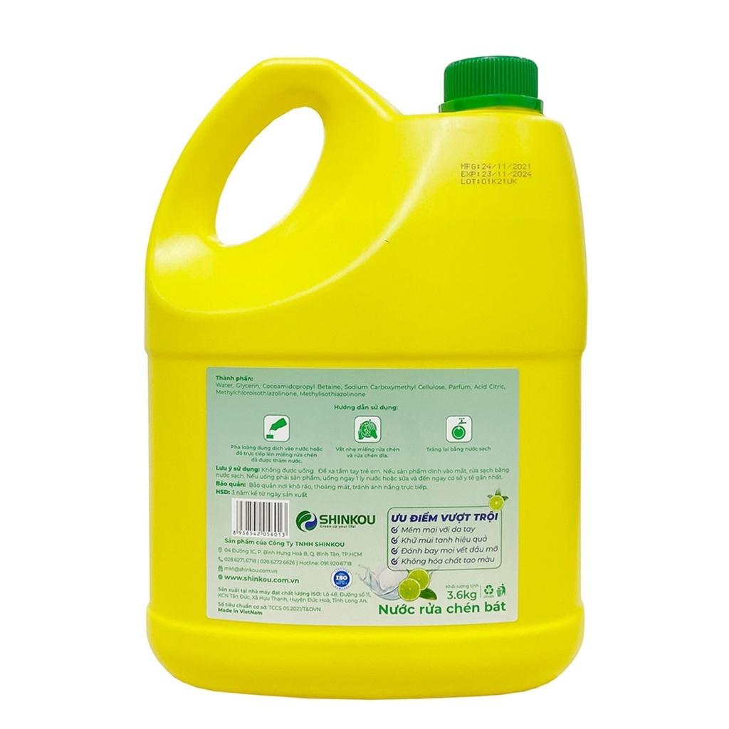 NƯỚC RỬA CHÉN SENZAI VINA CAN LỚN 3.6KG, HƯƠNG CHANH TƯƠI/TRÀ XANH, SẢN PHẨM CHẤT LƯỢNG NHẬT BẢN