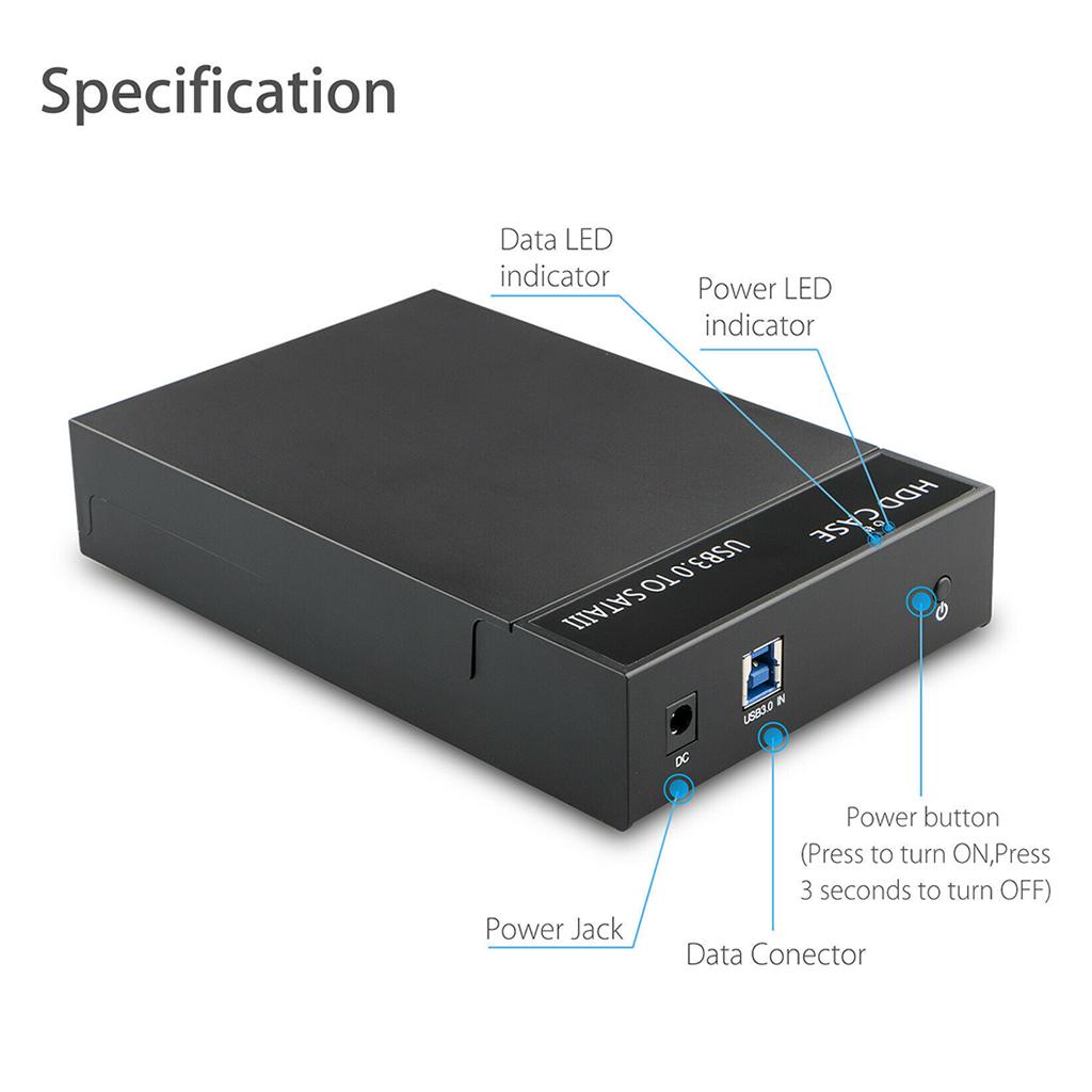 USB 3.0 External 2.5" 3.5" SATA Hard Drive Enclosure HDD Disk Case EU Plug