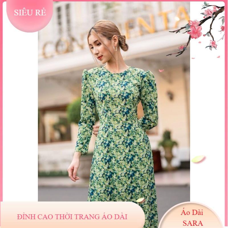 SET ÁO DÀI HỌA TIẾT HOA NHÍ CAO CẤP