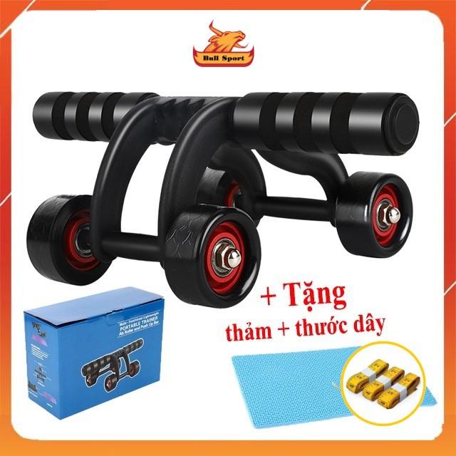 Con lăn tập bụng 4 bánh Tặng thảm + thước dây Con lăn tập cơ bụng 4 bánh đa năng siêu bền