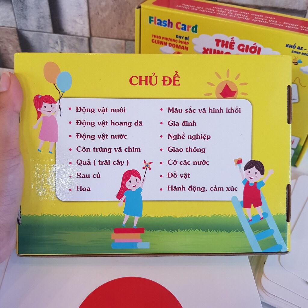 Thẻ học thông minh cho bé, flashcard 100 thẻ kích thước to 15x21cm, loại chuẩn glenn doman