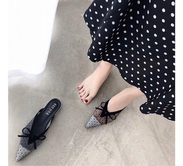 Giày sục lưới nơ chuồn tiểu thư