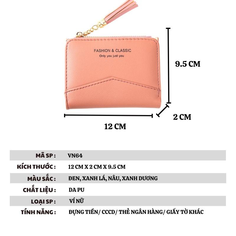 Ví nữ ngắn bỏ túi dễ thương cầm tay mini nhỏ gọn đựng tiền nhiều ngăn thời trang Hàn Quốc cao cấp đẹp giá rẻ LUKADO VN65