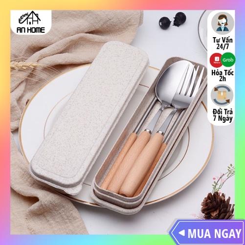 Bộ Thìa/ Muỗng Đũa Cá Nhân ANHOME, Bộ Thìa Muỗng Inox Lúa Mạch Ăn Cơm Văn Phòng Có Hộp Đựng