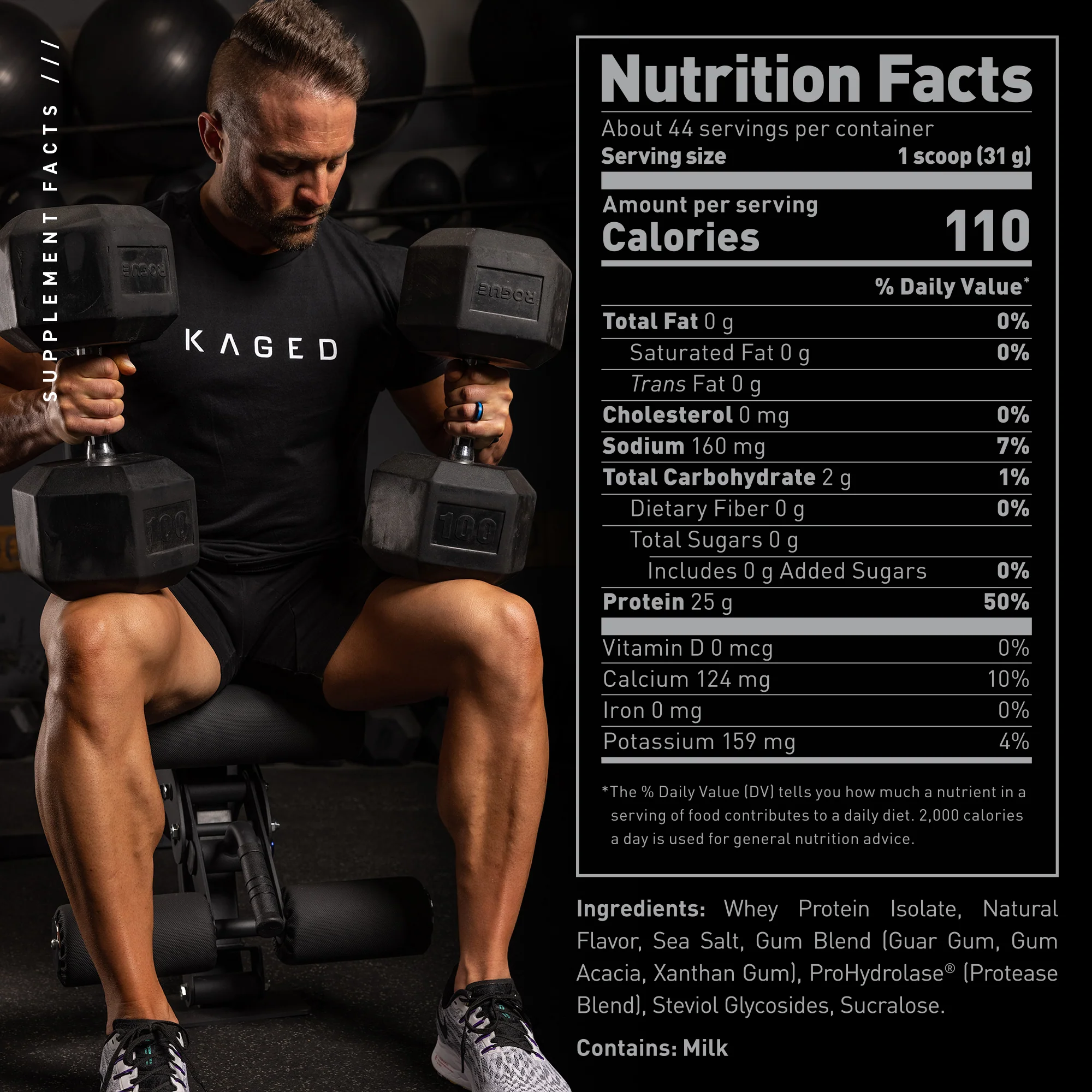 Thực phẩm bổ sung đạm Whey Protein Isolate &quot;KAGED&quot; : Made in USA