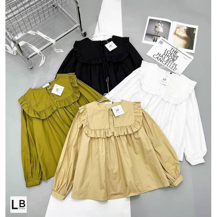 Áo Sơ Mi Cổ Bèo Tay Dài Phối Nút 4M