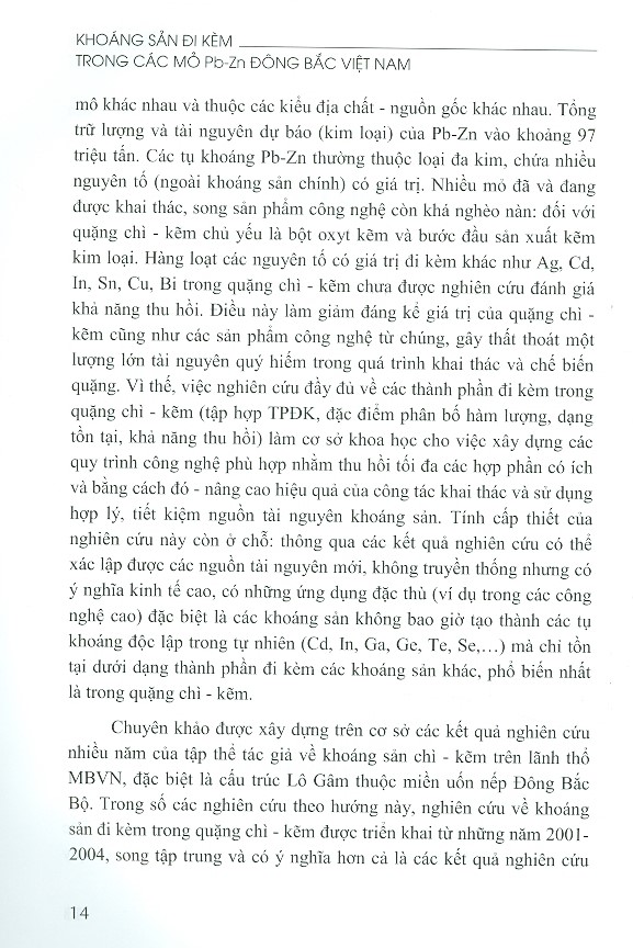 Khoáng Sản Đi Kèm Trong Các Mỏ Pb-Zn Đông Bắc Việt Nam