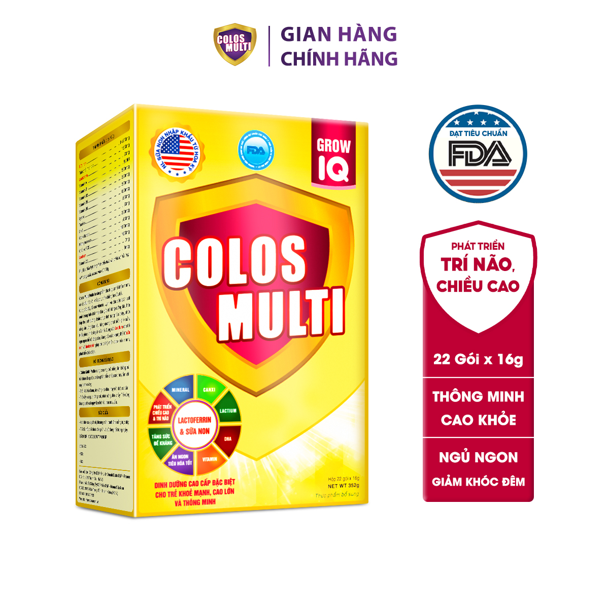 Sữa non Colosmulti IQ hộp 22 gói x 16g phát triển chiều cao và trí thông minh cho trẻ