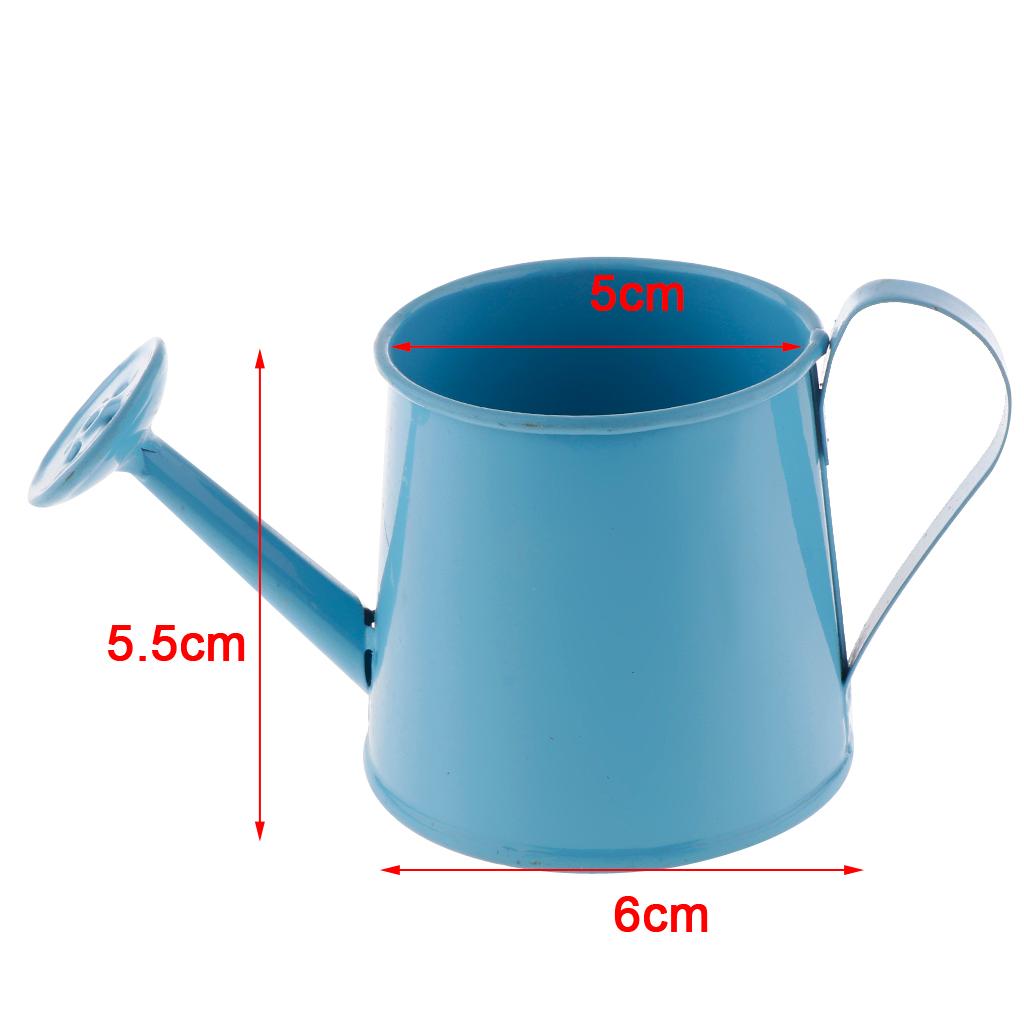 3xPastoral Style Colorful Tin Flower Pot Mini Bonsai Watering Can Pot Blue