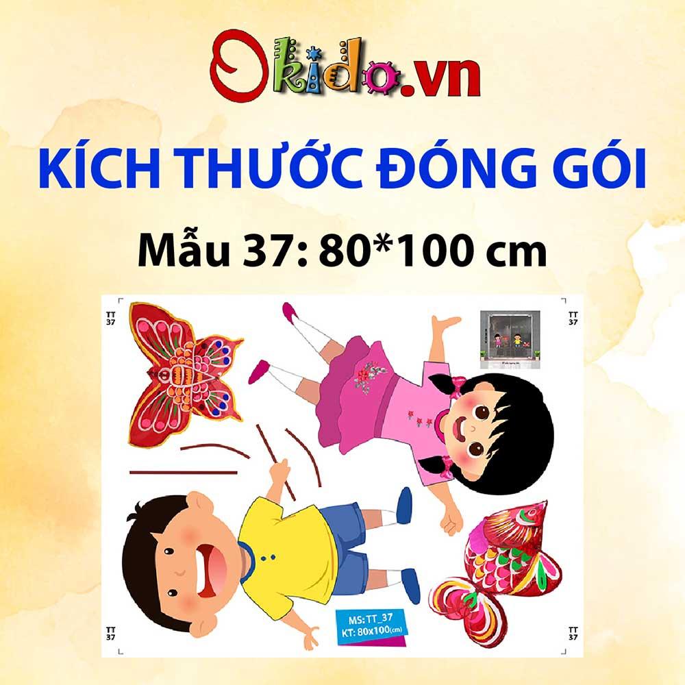 DECAL TRANG TRÍ TẾT TRUNG THU 2021 BÉ XÁCH LỒNG ĐÈN ĐÓN TRĂNG