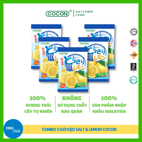 COMBO 5 GÓI KẸO CHANH MUỐI COCON TRUYỀN THỐNG 150G