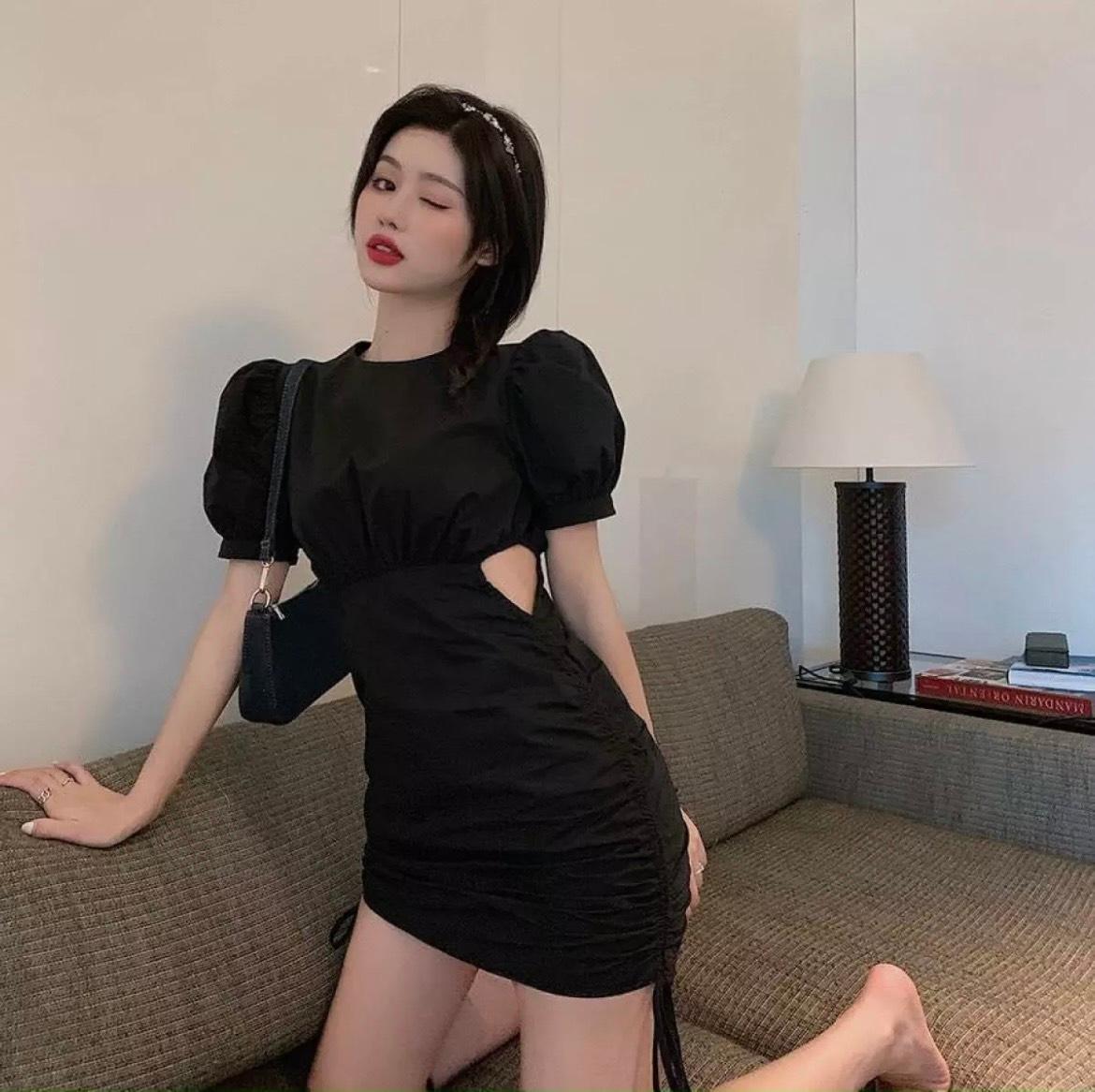 ĐẦM RIP KHOÉT EO TAY PHỒNG DÂY RÚT 2 BÊN - CAROTSHOP