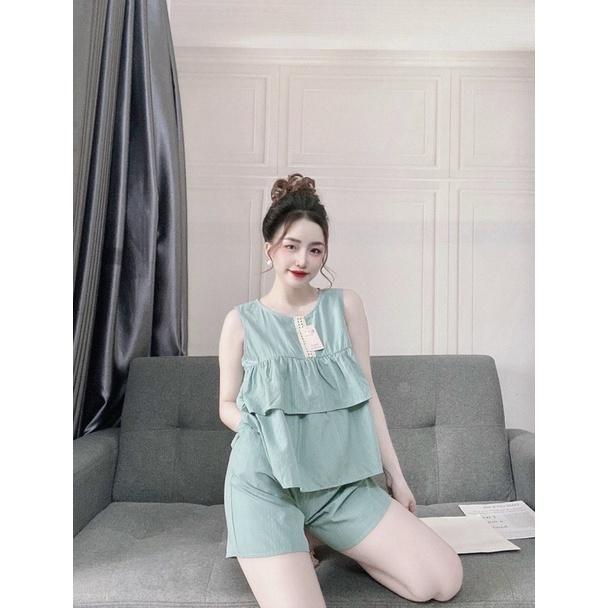Đồ Ngủ Nữ, Đồ Bộ Mặc Nhà Nữ, Đồ Ngủ đũi Nữ, Đồ Bộ Baby Doll, chất vải đũi Quảng Châu, Freesize < 58kg