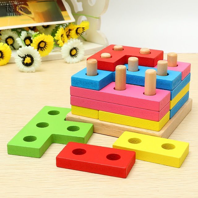 Đồ Chơi Gỗ Montessori - Bộ Xếp Hình Trụ Cột Tetris