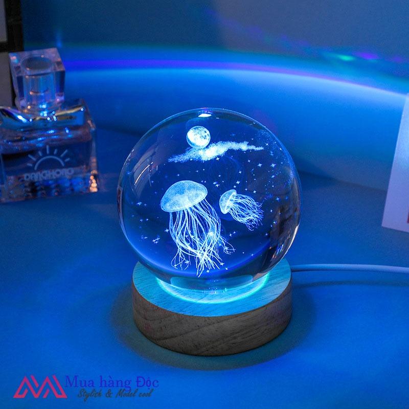 Bộ Quà Tặng Quả cầu pha lê khắc 3d sao biển 6cm